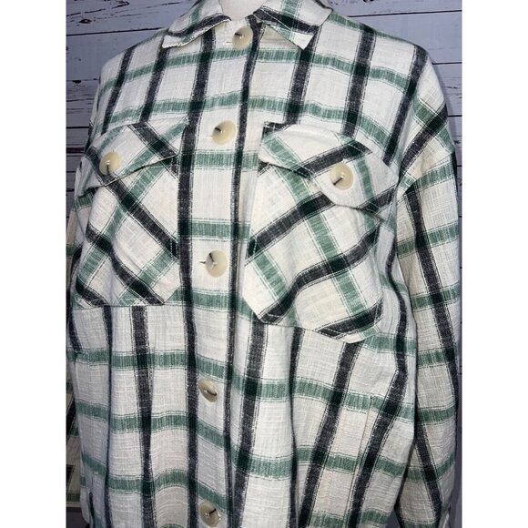 ZARA Shacket Jacket Green Plaid Overshirt Button Front Shirt XS Extra Small - Picture 8 of 12